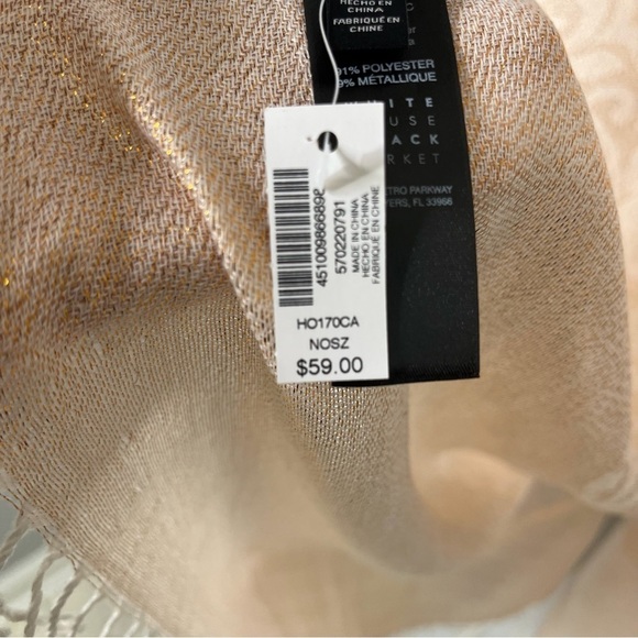 White House Black Market Metallic Scarf Wrap Fringe Detail - Picture 4 of 6